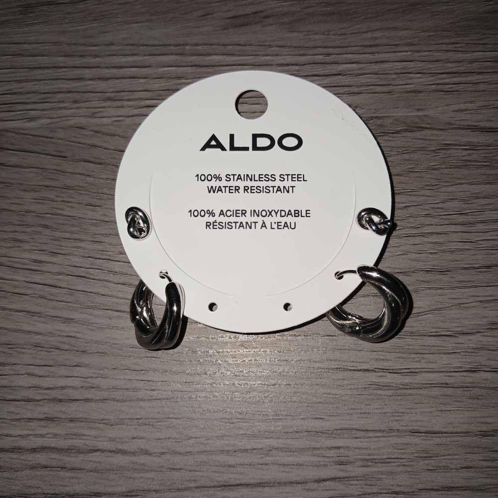 Aldo Polished Silver Interlinked Hoop Earrings